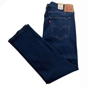 Levis 724 High Rise Slim Straight Jeans Womens 34x30 Dark Wash Hypersoft Blue